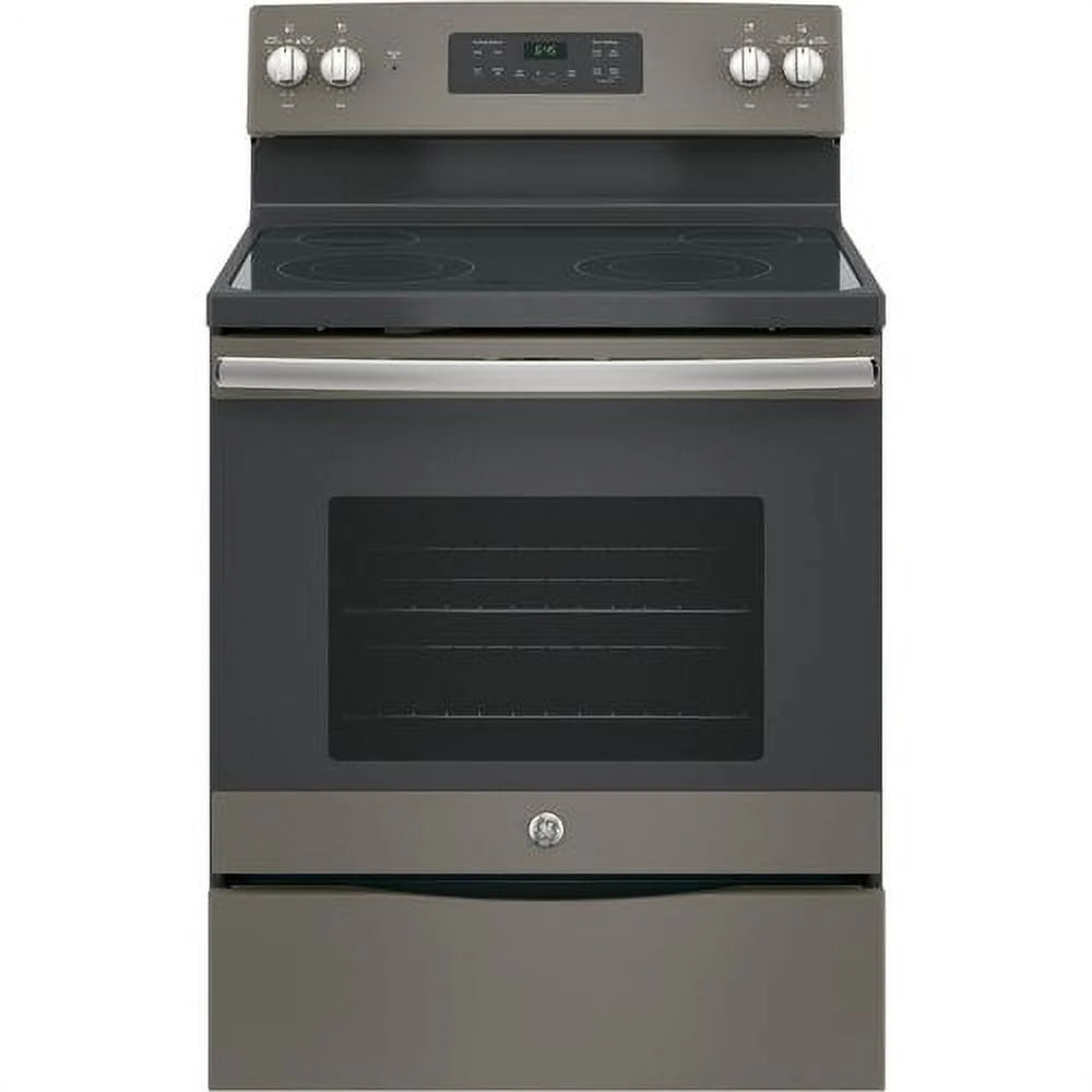 Ge® Appliances 30" Free - Standing Electric Range Model JB645RKSS in Stainless Steel. APPROXIMATE DIMENSIONS (Hxwxd) 47 Height x 29 7/8 Width x 28 Dimension In. Two 9"/6" Power Boil Elements, Self - Clean Oven and Dual - Element Bake