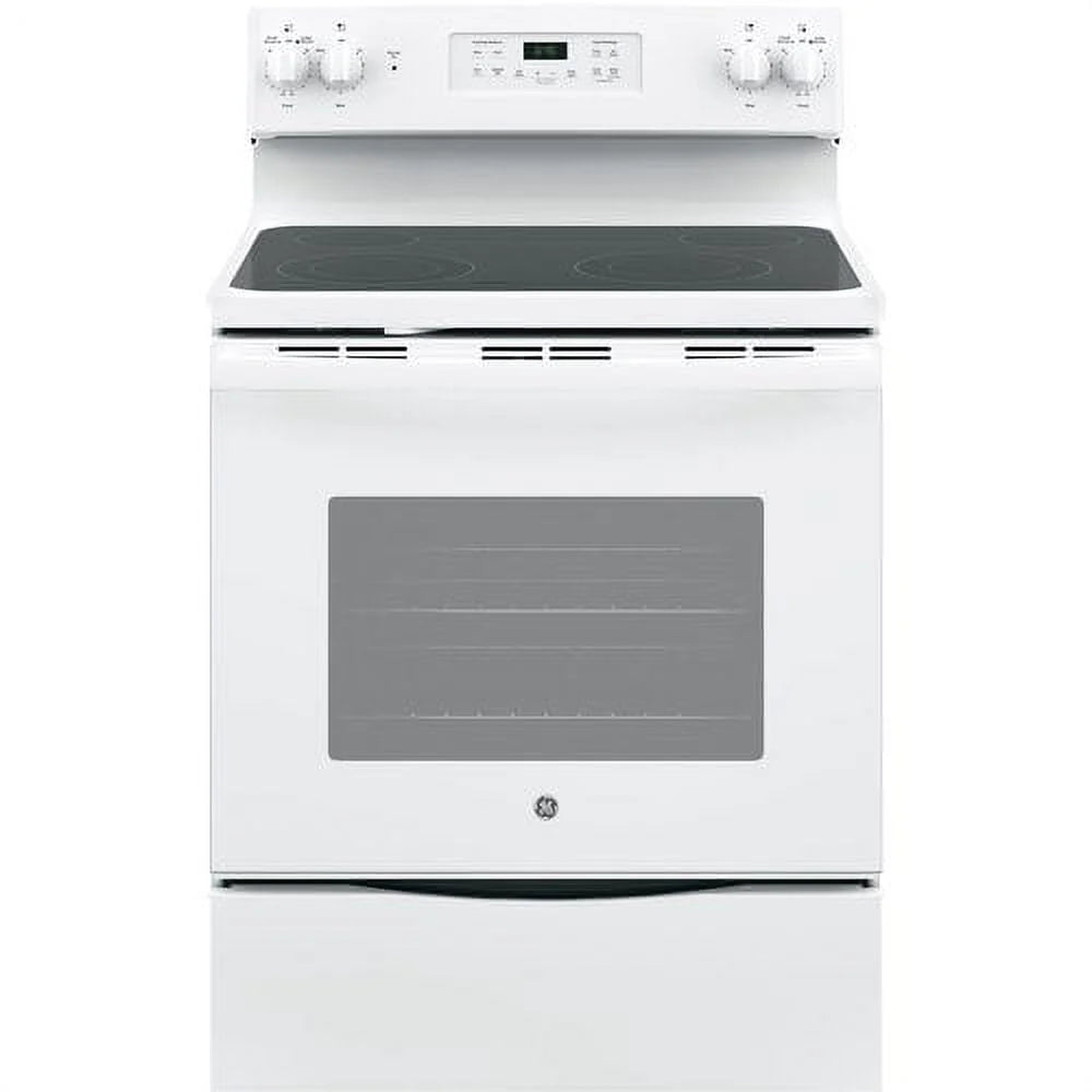 Ge® Appliances 30" Free - Standing Electric Range Model JB645RKSS in Stainless Steel. APPROXIMATE DIMENSIONS (Hxwxd) 47 Height x 29 7/8 Width x 28 Dimension In. Two 9"/6" Power Boil Elements, Self - Clean Oven and Dual - Element Bake